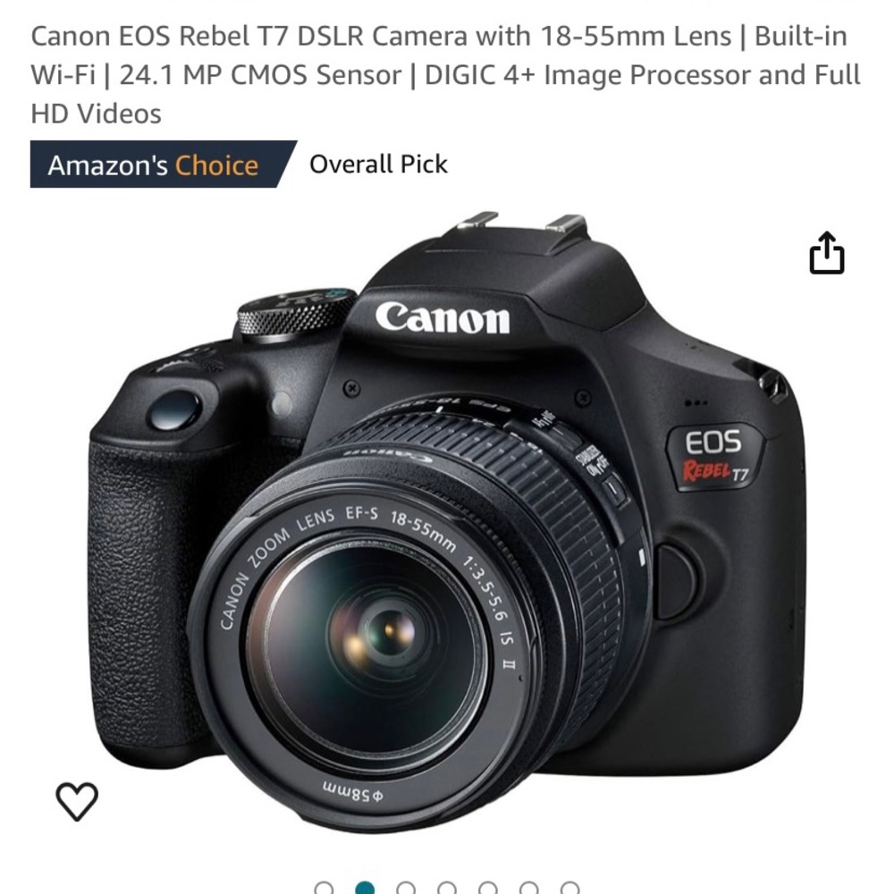 Canon EOS Rebel T7 DSLR Camera